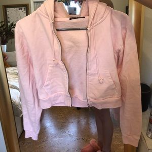 Light pink cropped brandy Melville zip up